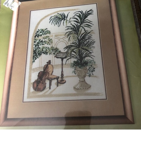 2002 Dimensions Floral Harmony Stamped Cross Stitch Kit #3210 Violin Tuba + - Picture 6 of 11